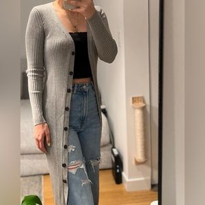 long grey cardigan